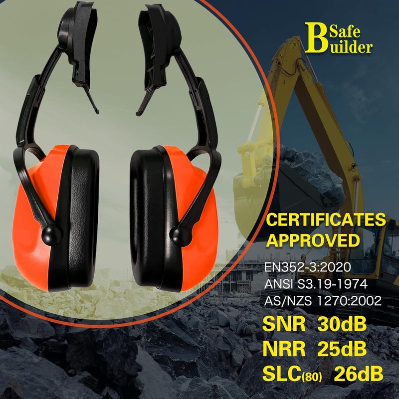 SAFEBUILDER 30dB Ear Muffs Hard Hats Type Safety Earmuffs For Safety Helmet Hearing Protection Earmuffs ANSI S3.19 - Image 2